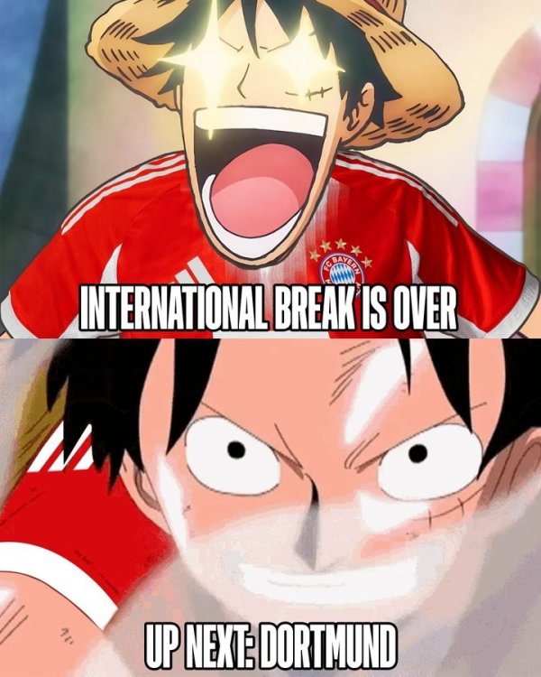 德甲天王山之战！拜仁晒对多特海报：穿拜仁球衣的海贼王路飞