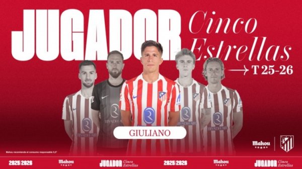 😎给老爹争脸了！朱利亚诺-西蒙尼当选马竞10月最佳球员